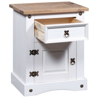 vidaXL Κομοδίνο Μεξικάνικο Στιλ Corona Λευκό 53x39x67cm Ξύλο Πεύκου 1 τεμ.