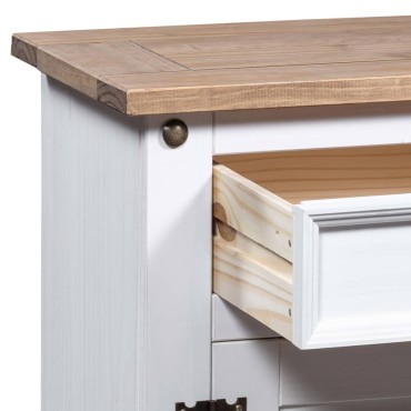 vidaXL Κομοδίνο Μεξικάνικο Στιλ Corona Λευκό 53x39x67cm Ξύλο Πεύκου 1 τεμ.