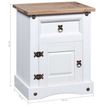 vidaXL Κομοδίνο Μεξικάνικο Στιλ Corona Λευκό 53x39x67cm Ξύλο Πεύκου 1 τεμ.