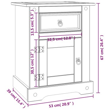 vidaXL Κομοδίνο Μεξικάνικο Στιλ Corona Λευκό 53x39x67cm Ξύλο Πεύκου 1 τεμ.