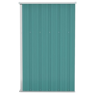 vidaXL Αποθήκη Κήπου Επιτοίχια Πράσινη 118x100x178 εκ από Γαλβ. Ατσάλι