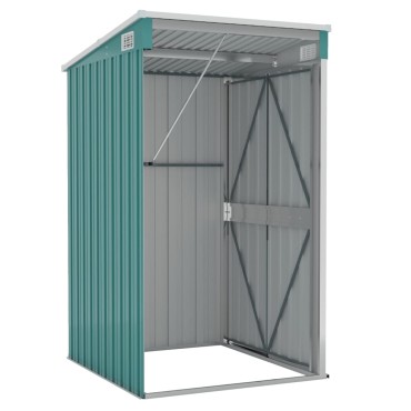 vidaXL Αποθήκη Κήπου Επιτοίχια Πράσινη 118x100x178 εκ από Γαλβ. Ατσάλι