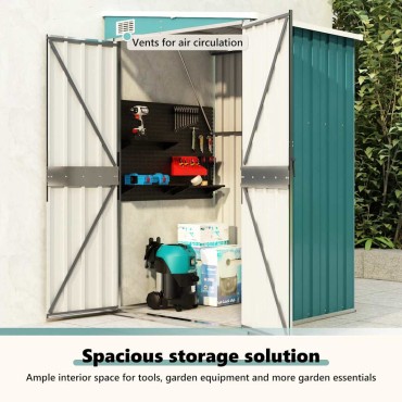 vidaXL Αποθήκη Κήπου Επιτοίχια Πράσινη 118x100x178 εκ από Γαλβ. Ατσάλι