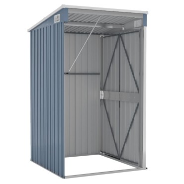vidaXL Αποθήκη Κήπου Επιτοίχια Γκρι 118x100x178 εκ. Γαλβ. Χάλυβας
