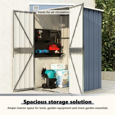 vidaXL Αποθήκη Κήπου Επιτοίχια Γκρι 118x100x178 εκ. Γαλβ. Χάλυβας