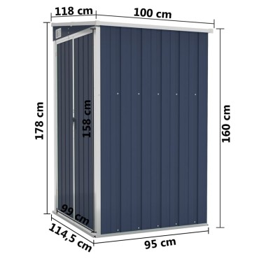 vidaXL Αποθήκη Κήπου Επιτοίχια Ανθρακί 118 x 100 x 178 εκ. από Ατσάλι