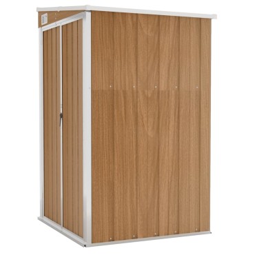 vidaXL Αποθήκη Κήπου Επιτοίχια Καφέ 118x100x178 εκ. από Γαλβ. Ατσάλι