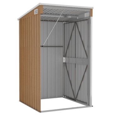vidaXL Αποθήκη Κήπου Επιτοίχια Καφέ 118x100x178 εκ. από Γαλβ. Ατσάλι
