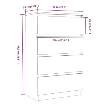 vidaXL Συρταριέρα Γκρι Sonoma 60x35x98,5cm από Επεξεργασμένο Ξύλο 1 τεμ.