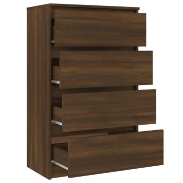 vidaXL Συρταριέρα Καφέ Δρυς 60x35x98,5cm από Επεξεργασμένο Ξύλο 1 τεμ.