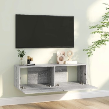 vidaXL Έπιπλο Τηλεόρασης Τοίχου Γκρι Sonoma 100x30x30cm Επεξερ. Ξύλο