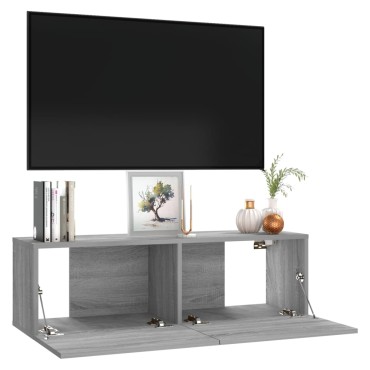 vidaXL Έπιπλο Τηλεόρασης Τοίχου Γκρι Sonoma 100x30x30cm Επεξερ. Ξύλο