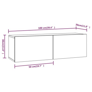 vidaXL Έπιπλο Τηλεόρασης Τοίχου Γκρι Sonoma 100x30x30 εκ. Επεξερ. Ξύλο