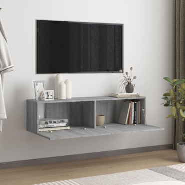 vidaXL Έπιπλο Τηλεόρασης Τοίχου Γκρι Sonoma 120x30x30cm Επεξερ. Ξύλο