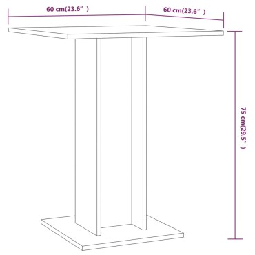 vidaXL Τραπέζι Bistro Γκρι Sonoma 60x60x75cm από Επεξεργασμένο Ξύλο 1 τεμ.