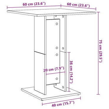 vidaXL Τραπέζι Bistro Καφέ Δρυς 60x60x75cm από Επεξεργασμένο Ξύλο 1 τεμ.