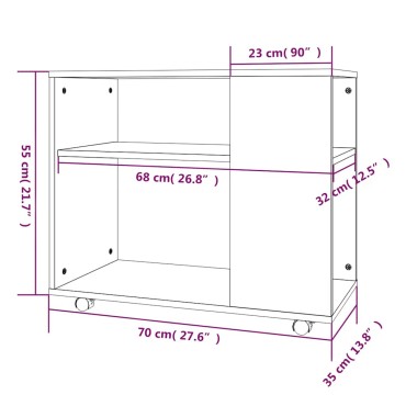 vidaXL Τραπέζι Βοηθητικό Γκρι Sonoma 70x35x55 εκ. Επεξεργασμένο Ξύλο