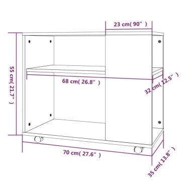 vidaXL Τραπέζι Βοηθητικό Καφέ Δρυς 70x35x55cm Επεξεργασμένο Ξύλο 1 τεμ.