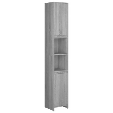 vidaXL Ντουλάπι Μπάνιου Γκρι Sonoma 30x30x183,5cm Επεξεργασμένο Ξύλο