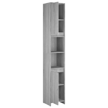 vidaXL Ντουλάπι Μπάνιου Γκρι Sonoma 30x30x183,5cm Επεξεργασμένο Ξύλο