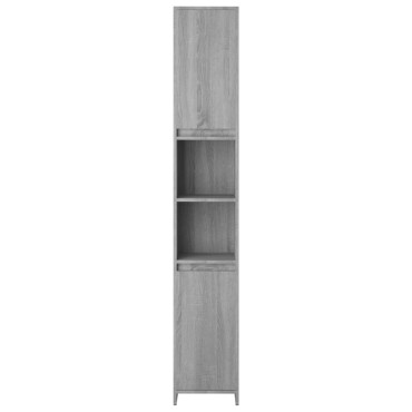 vidaXL Ντουλάπι Μπάνιου Γκρι Sonoma 30x30x183,5cm Επεξεργασμένο Ξύλο