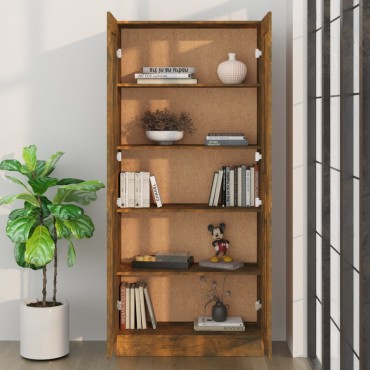 vidaXL Βιβλιοθήκη Καπνιστή Δρυς 82,5x30,5x185,5cm Επεξεργασμένο Ξύλο 1 τεμ.