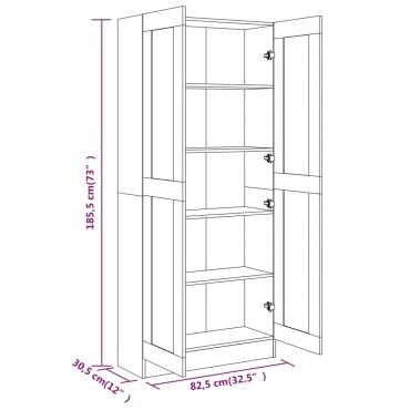vidaXL Βιβλιοθήκη Καπνιστή Δρυς 82,5x30,5x185,5cm Επεξεργασμένο Ξύλο 1 τεμ.