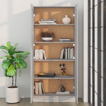 vidaXL Βιβλιοθήκη Γκρι Sonoma 82,5x30,5x185,5cm Επεξεργασμένο Ξύλο 1 τεμ.