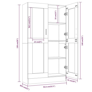 vidaXL Βιτρίνα Γκρι Sonoma 82,5x30,5x150cm Επεξεργασμένο Ξύλο 1 τεμ.