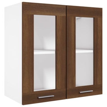 vidaXL Κρεμαστό Ντουλάπι Lyon Γυάλινο Καφέ Δρυς 60x31x60cm 1 τεμ.