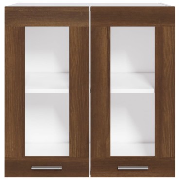 vidaXL Κρεμαστό Ντουλάπι Lyon Γυάλινο Καφέ Δρυς 60x31x60cm 1 τεμ.
