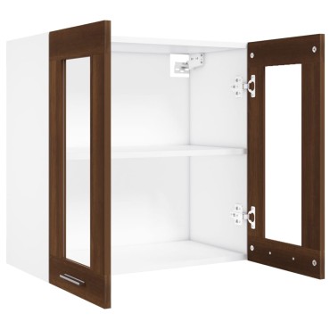 vidaXL Κρεμαστό Ντουλάπι Lyon Γυάλινο Καφέ Δρυς 60x31x60cm 1 τεμ.