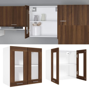 vidaXL Κρεμαστό Ντουλάπι Lyon Γυάλινο Καφέ Δρυς 60x31x60cm 1 τεμ.