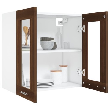 vidaXL Κρεμαστό Ντουλάπι Lyon Γυάλινο Καφέ Δρυς 60x31x60cm 1 τεμ.