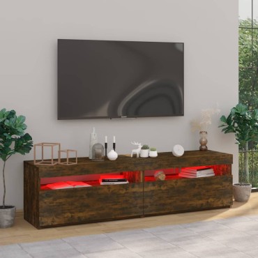 vidaXL Έπιπλο Τηλεόρασης με LED 2 τεμ. Καπνιστή Δρυς 75x35x40cm