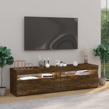 vidaXL Έπιπλο Τηλεόρασης με LED 2 τεμ. Καπνιστή Δρυς 75x35x40cm