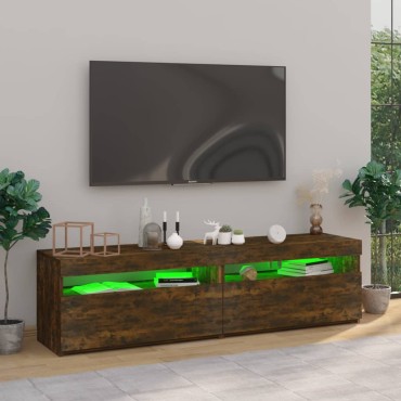 vidaXL Έπιπλο Τηλεόρασης με LED 2 τεμ. Καπνιστή Δρυς 75x35x40cm