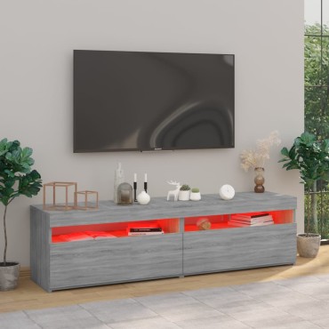 vidaXL Έπιπλο Τηλεόρασης με LED 2 τεμ. Γκρι Sonoma 75x35x40cm