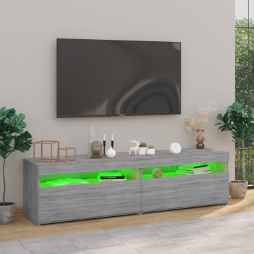 vidaXL Έπιπλο Τηλεόρασης με LED 2 τεμ. Γκρι Sonoma 75x35x40cm