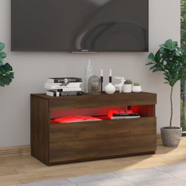 vidaXL Έπιπλο Τηλεόρασης με LED Καφέ Δρυς 75x35x40cm