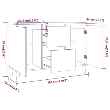 vidaXL Μπουφές Καπνιστή Δρυς 101x35x70cm Επεξεργασμένο Ξύλο 1 τεμ.