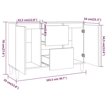 vidaXL Μπουφές Γκρι Sonoma 103,5x35x70cm από Επεξεργασμένο Ξύλο 1 τεμ.