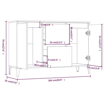 vidaXL Μπουφές Καπνιστή Δρυς 104x35x70cm Επεξεργασμένο Ξύλο 1 τεμ.