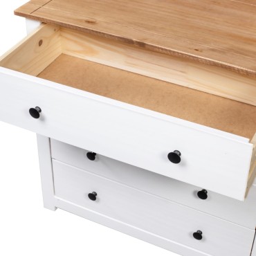 vidaXL Συρταριέρα Λευκή 80x40x73cm από Ξύλο Πεύκου Σειρά Panama 1 τεμ.