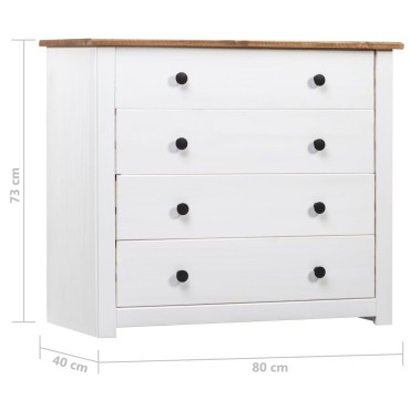 vidaXL Συρταριέρα Λευκή 80x40x73cm από Ξύλο Πεύκου Σειρά Panama 1 τεμ.