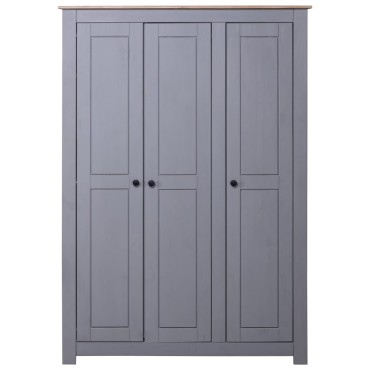 vidaXL Ντουλάπα Τρίφυλλη Γκρι 118x50x171,5cm Ξύλο Πεύκου Σειρά Panama 1 τεμ.