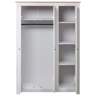 vidaXL Ντουλάπα Τρίφυλλη Λευκή 118x50x171,5cm Ξύλο Πεύκου Σειρά Panama 1 τεμ.