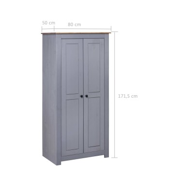 vidaXL Ντουλάπα Γκρι 80x50x171,5cm από Μασίφ Ξύλο Πεύκου Panama 1 τεμ.