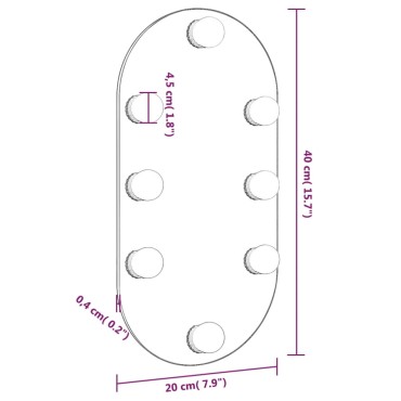 vidaXL Καθρέφτης με Φώτα LED 40x20 εκ. Γυαλί Οβάλ