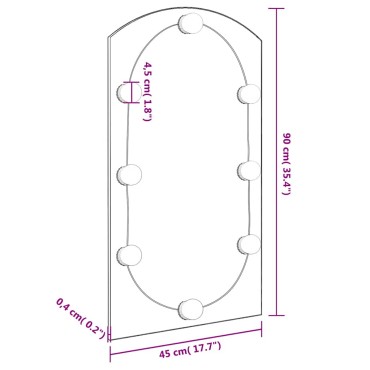 vidaXL Καθρέφτης με Φώτα LED 90x45 εκ. Γυαλί Οβάλ